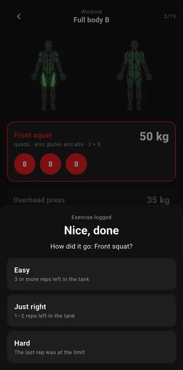 Question after an exercise: easy, just right or hard
